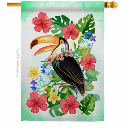 PATIO TRASERO Tropical Toucan Summertime 28 x 40 in. Double-Sided Vertical House Flags for  Banner Garden PA3903873